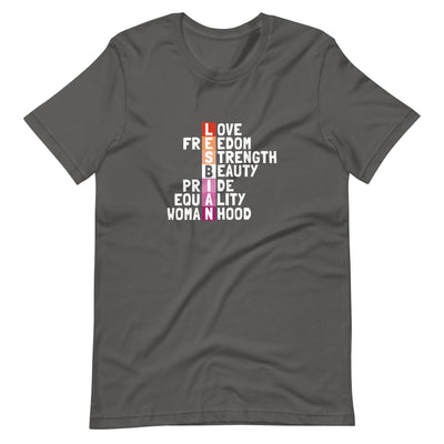 Pride Clothes - Lesbian Pride Core Values T-Shirt - Asphalt