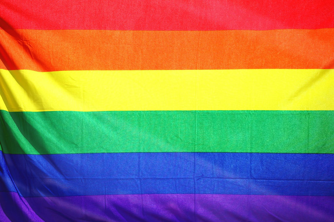 Rainbow flag colors in order — red, orange, yellow, green, blue and violet stripes of the LGBTQ pride flag