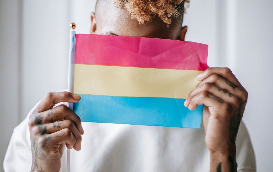 Person holding a pansexual pride flag — pansexual vs bisexual explained