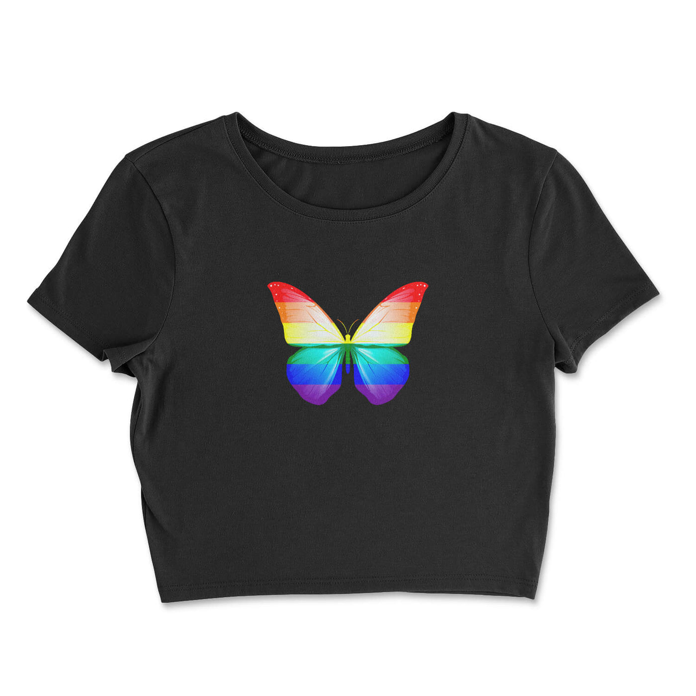 Pride Clothes - Float Like a Butterfly Sting Like a Diva Pride Crop Top - Black