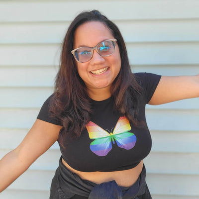 Float Like a Butterfly Sting Like a Diva Pride Crop Top
