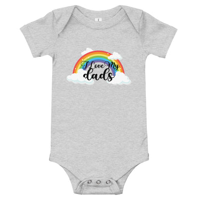 Pride Clothes - Sweet & Charming I Love My Dads Baby Pride Onesie - Athletic Heather