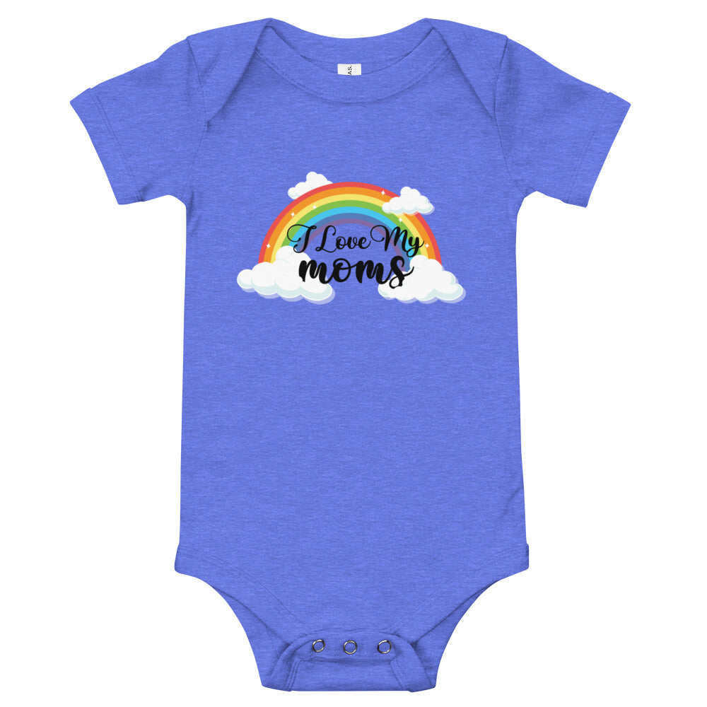 Pride Clothes - Two Moms Are Better Than One Adorable Pride Baby Onesie - Heather Columbia Blue