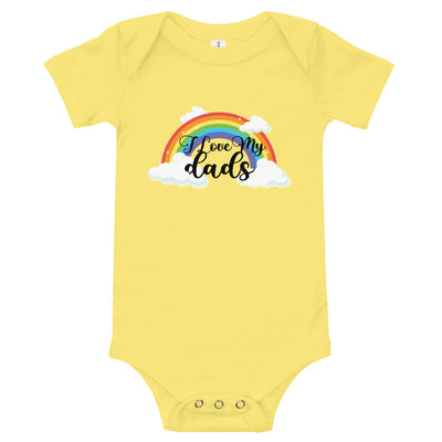 Pride Clothes - Sweet & Charming I Love My Dads Baby Pride Onesie - Yellow