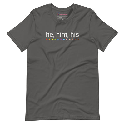 Pride Clothes - Know My Pronouns He Him His LGBTQ+ Pride T-shirt - Asphalt