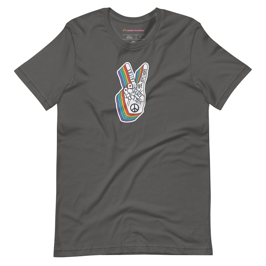 Pride Clothes - Spread Love and Peace Gay Pride Rainbow T-Shirt - Asphalt