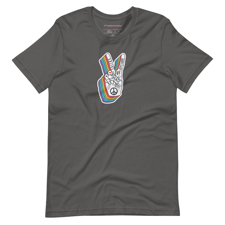 Pride Clothes - Spread Love and Peace Gay Pride Rainbow T-Shirt - Asphalt