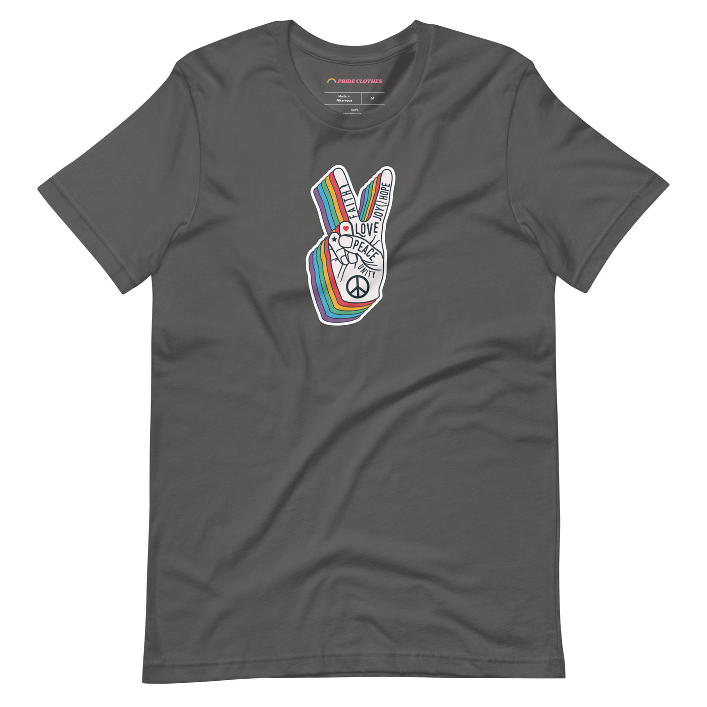 Pride Clothes - Spread Love and Peace Gay Pride Rainbow T-Shirt - Asphalt