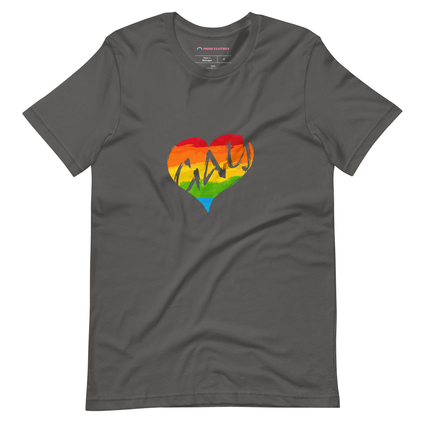 Pride Clothes - My Heart is Full Happy and Gay Rainbow TShirt - Asphalt