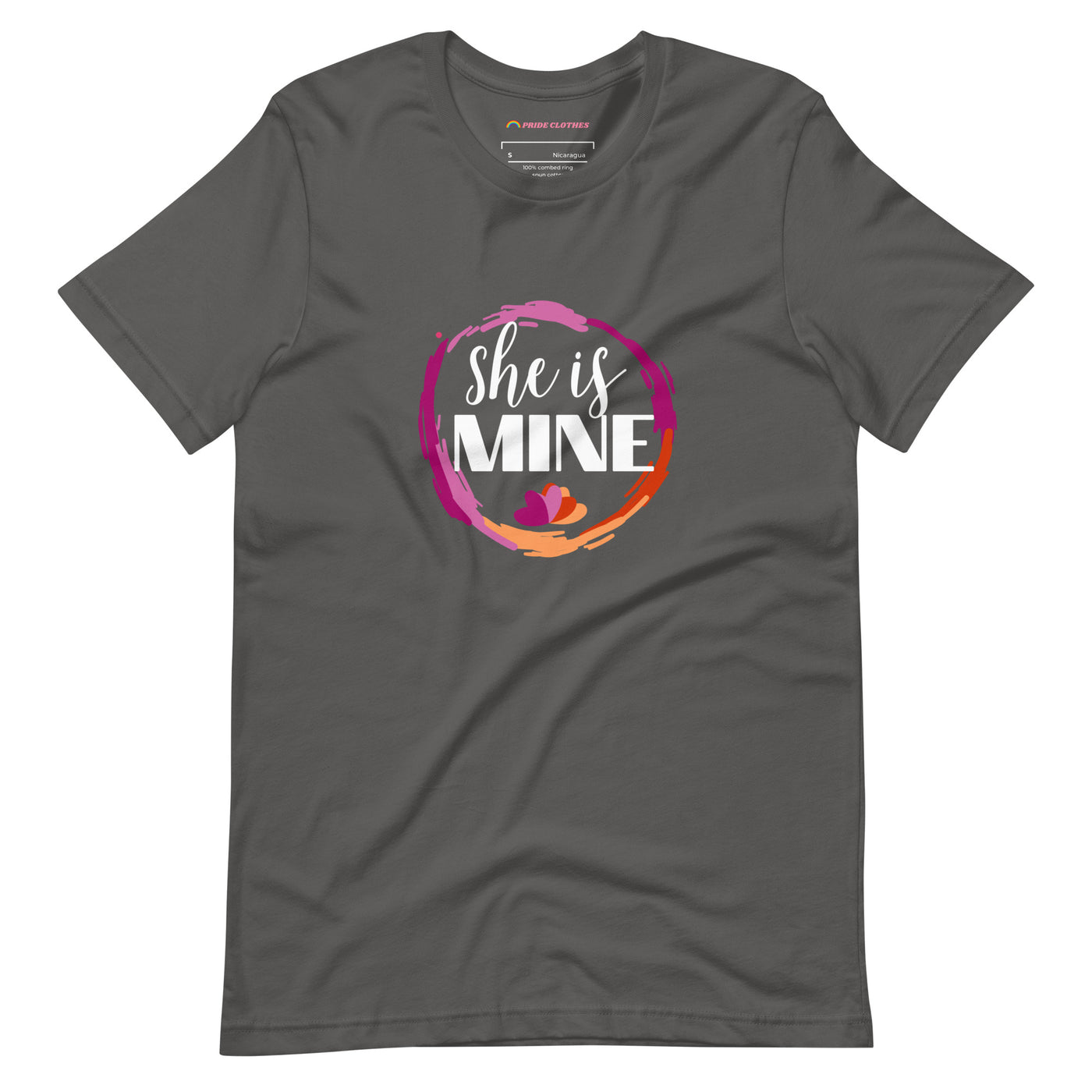 Pride Clothes - She Is Mine Lesbian Pride T-Shirt - Asphalt