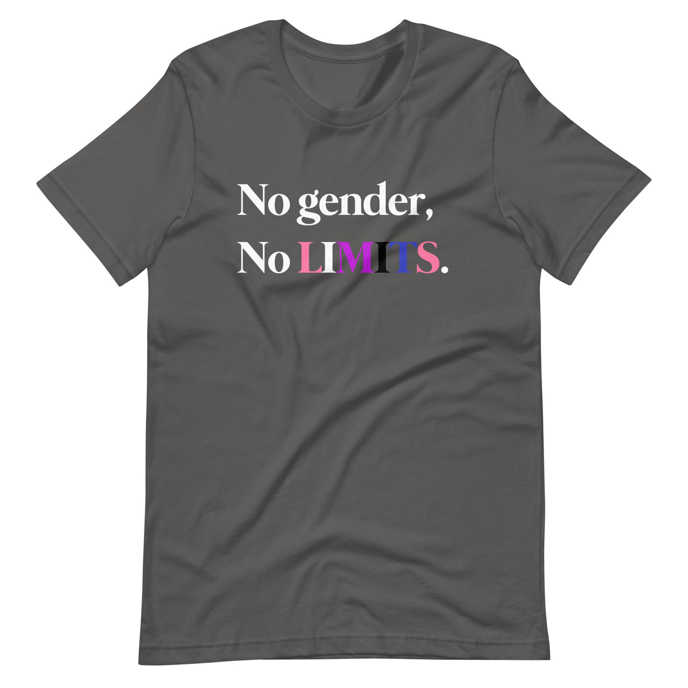 Pride Clothes - No Gender No Limits Genderfluid Pride Flag Color T-Shirt - Asphalt