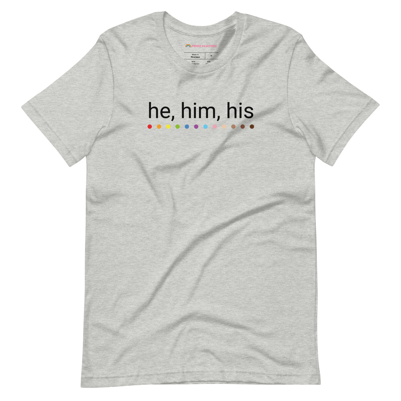Pride Clothes - Know my Pronouns He Him His LGBTQ+ Pride T-shirt - Athletic Heather
