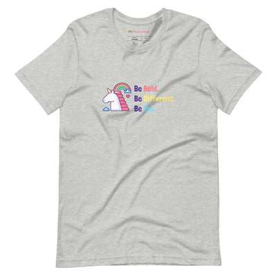 Pride Clothes - Be Bold Different & Uniquely You Unicorn Pride T-Shirt - Athletic Heather