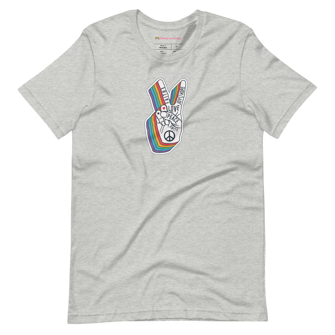 Pride Clothes - Spread Love and Peace Gay Pride Rainbow T-Shirt - Athletic Heather