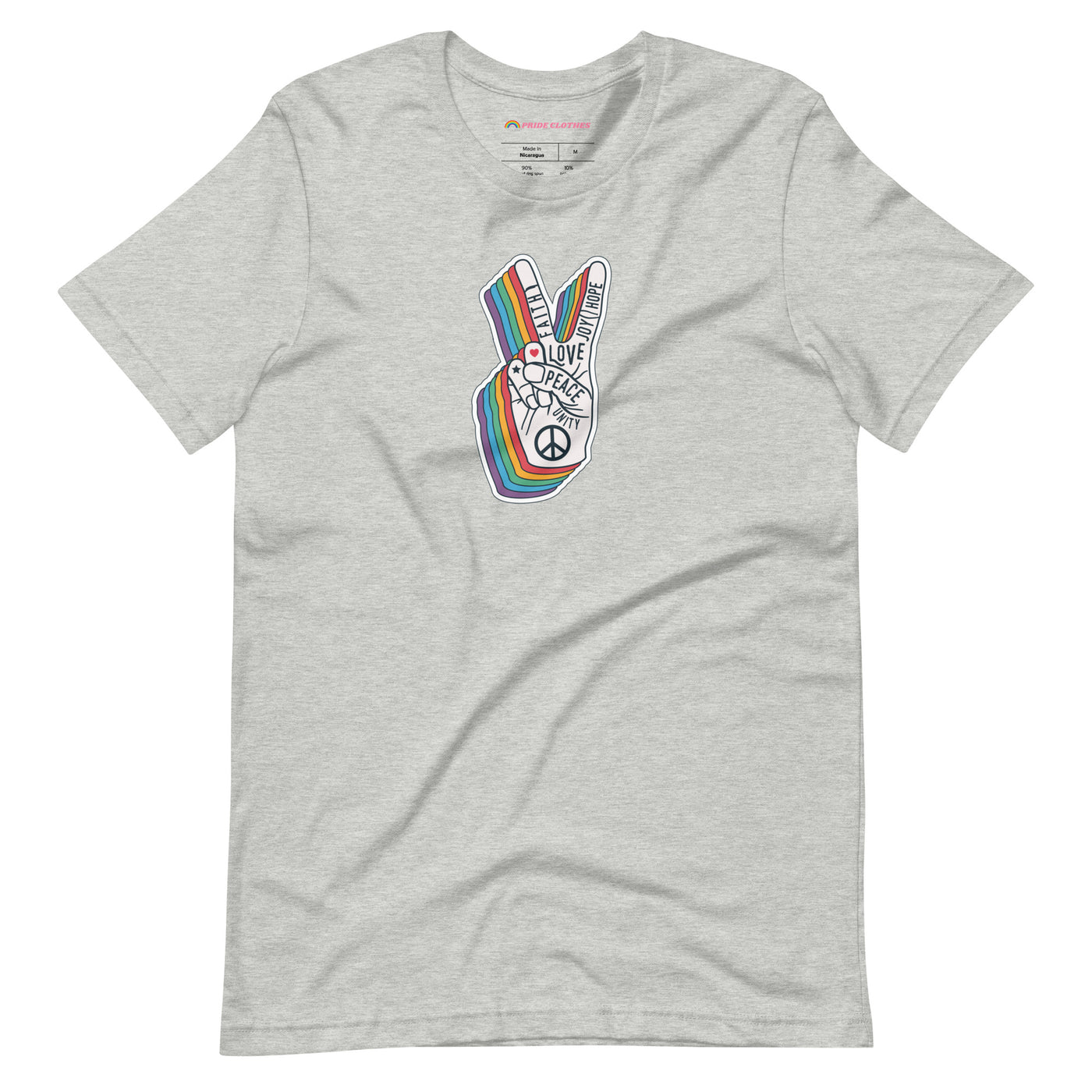 Pride Clothes - Spread Love and Peace Gay Pride Rainbow T-Shirt - Athletic Heather