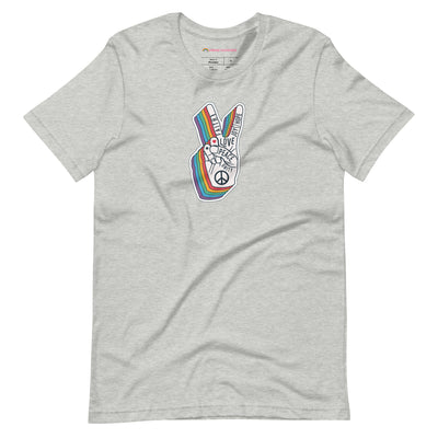 Pride Clothes - Spread Love and Peace Gay Pride Rainbow T-Shirt - Athletic Heather