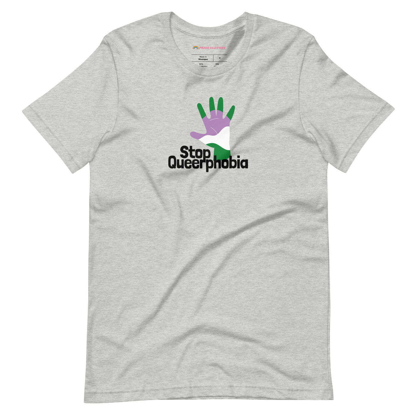 Pride Clothes - Stop Hate Stop Discrimination Stop Queerphobia T-Shirt - Athletic Heather