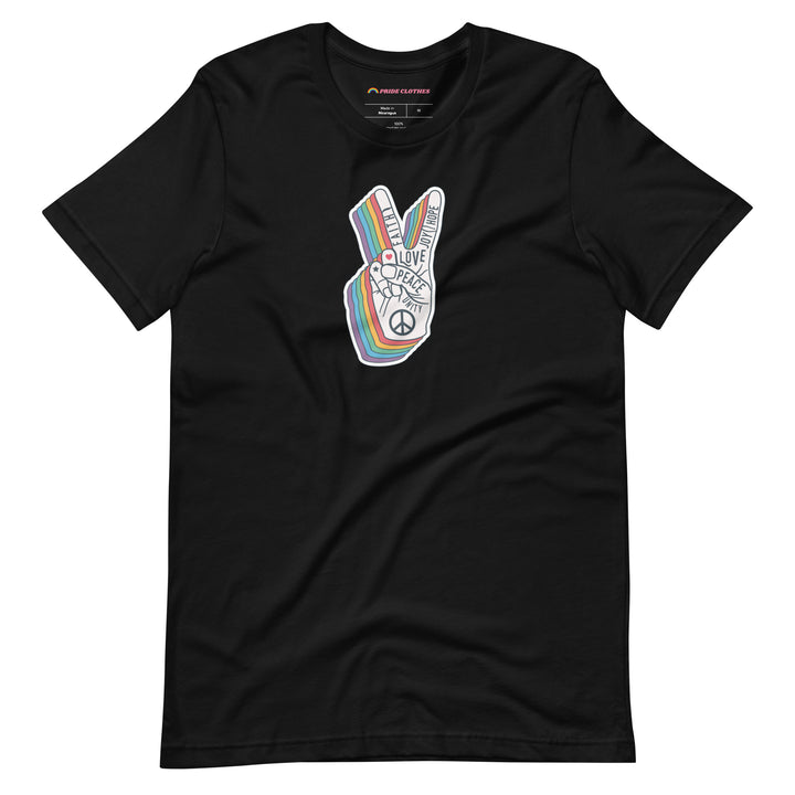 Pride Clothes - Spread Love and Peace Gay Pride Rainbow T-Shirt - Black