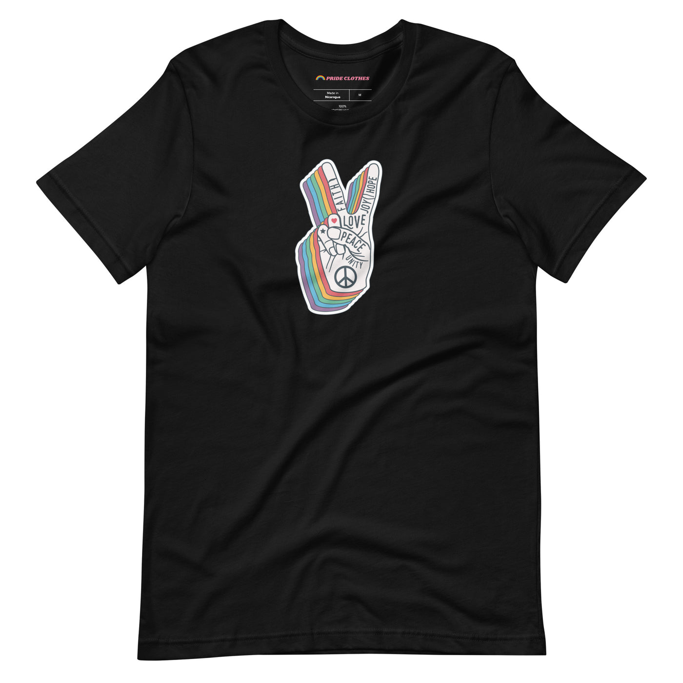 Pride Clothes - Spread Love and Peace Gay Pride Rainbow T-Shirt - Black