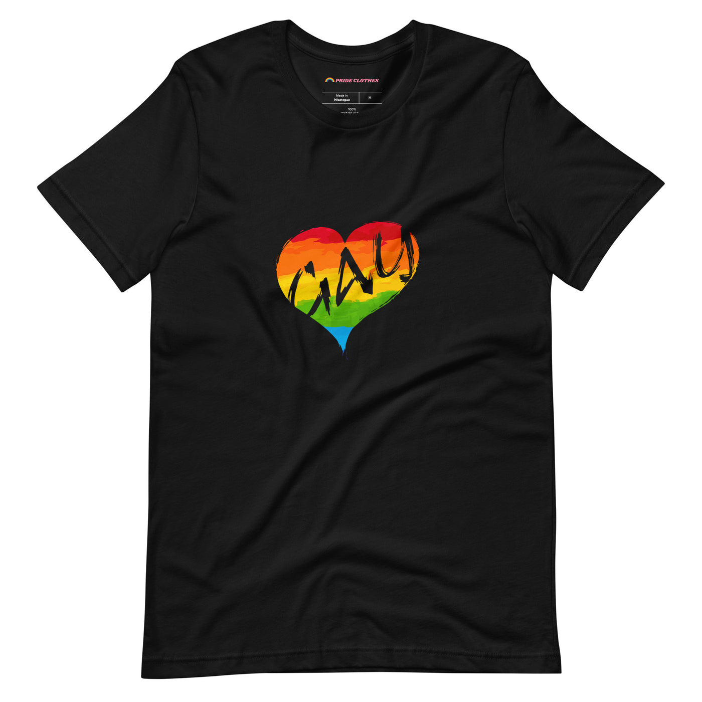 Pride Clothes - My Heart is Full Happy and Gay Rainbow TShirt - Black