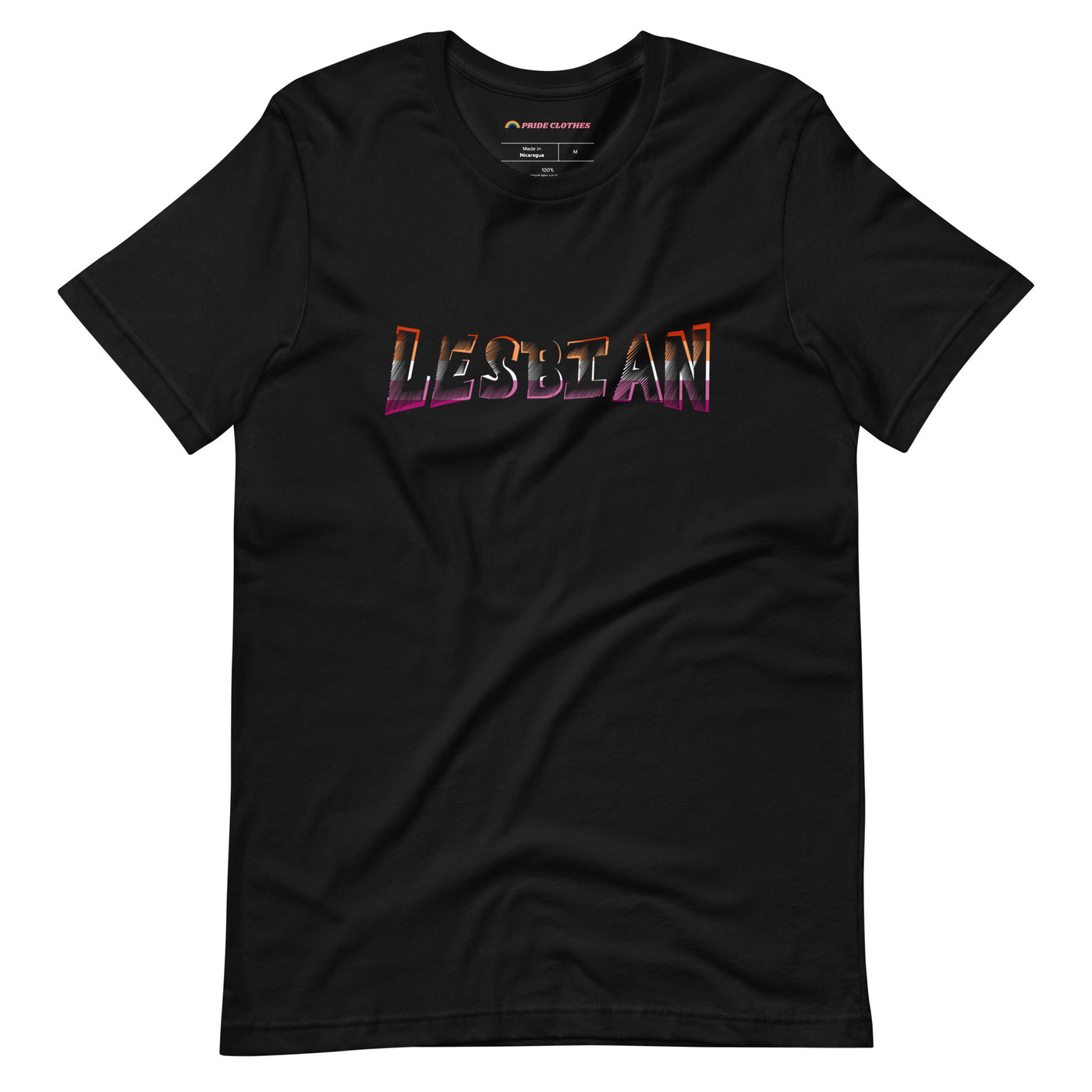 Pride Clothes - Street Style Lesbian Pride Flag Colors Art T-Shirt - Black
