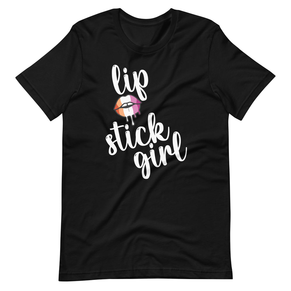Pride Clothes - Fierce Fiery Femme Lip Stick Girl Lesbian Pride TShirt - Black