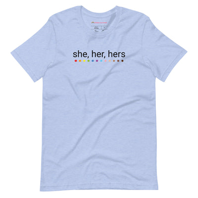 Pride Clothes - She Her Hers These Are My Pronouns T-Shirt - Heather Blue