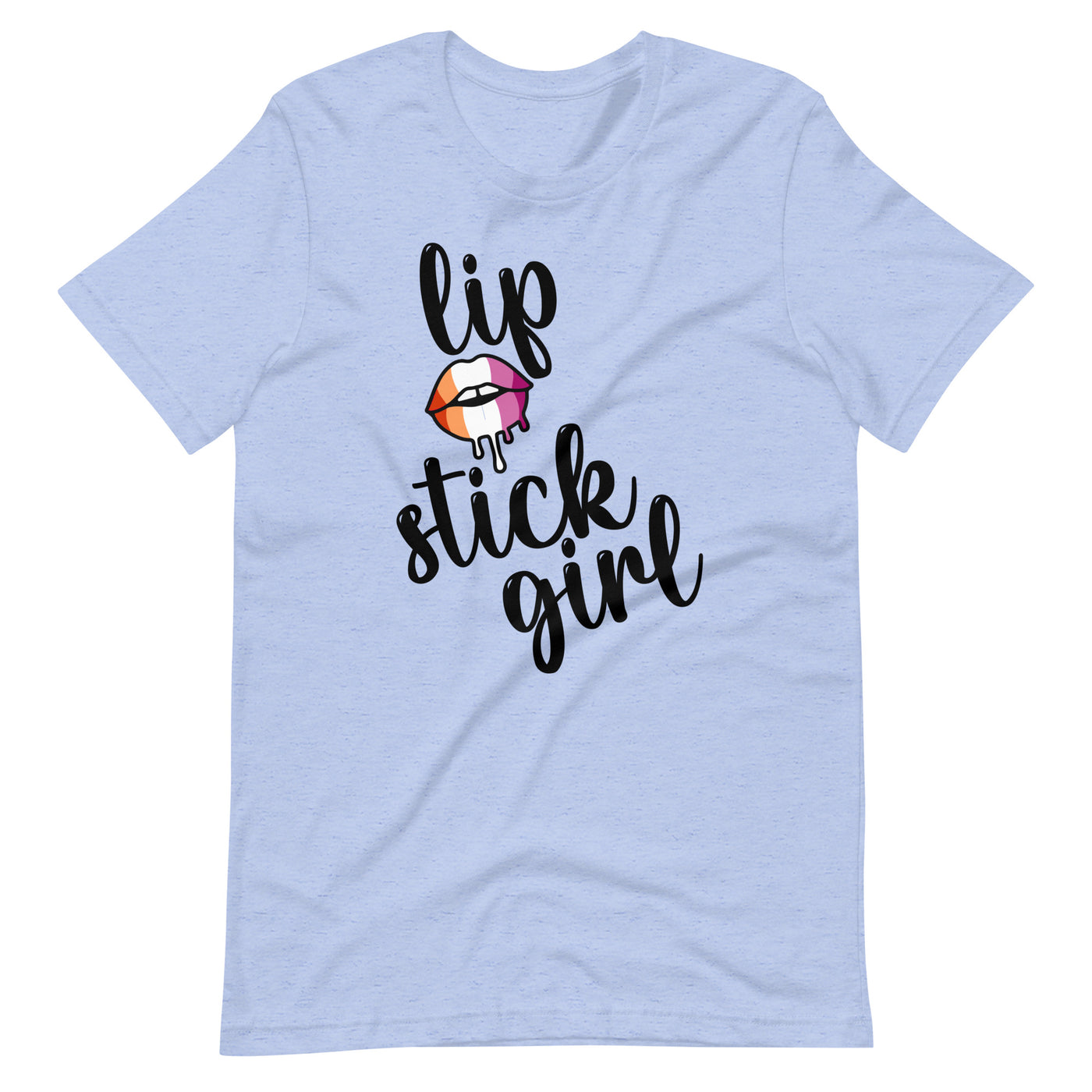 Pride Clothes - Fierce Fiery Femme Lip Stick Girl Lesbian Pride TShirt - Heather Blue