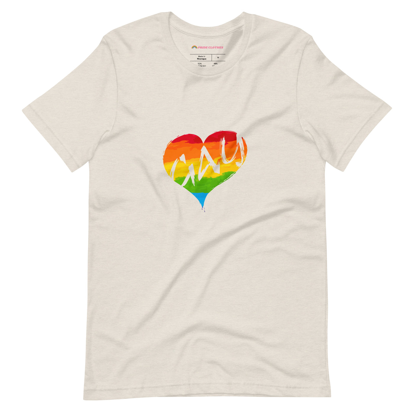 Pride Clothes - My Heart is Full Happy and Gay Rainbow TShirt - Heather Dust 
