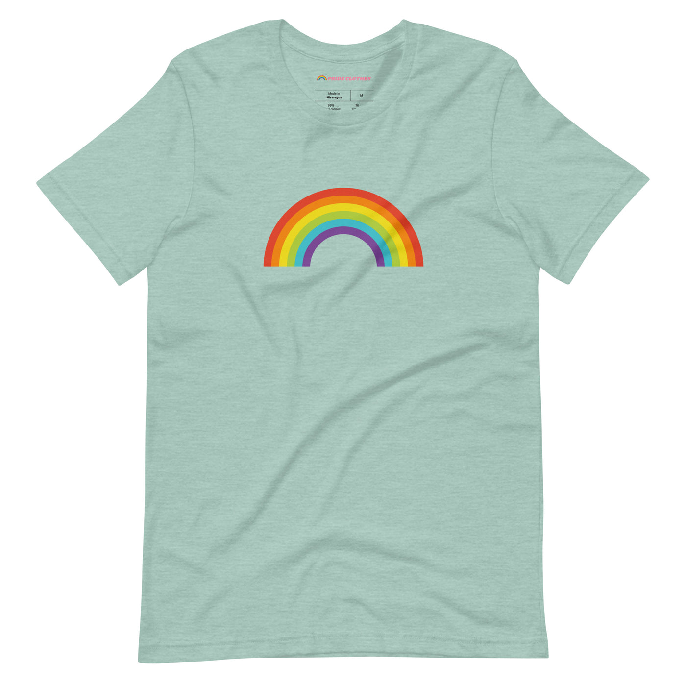 Pride Clothes - Minimalistic & Eye-Catching Gay Pride Rainbow T-Shirt - Heather Prism Dusty Blue
