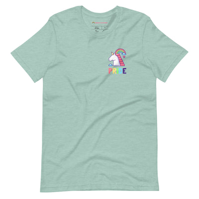 Pride Clothes - Unicorn Magic in the Air Charming Unicorn Pride TShirt - Heather Prism Dusty Blue