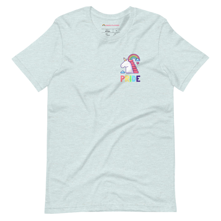 Pride Clothes - Unicorn Magic in the Air Charming Unicorn Pride TShirt - Heather Prism Ice Blue