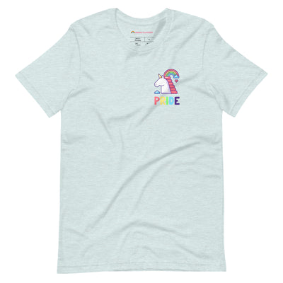 Pride Clothes - Unicorn Magic in the Air Charming Unicorn Pride TShirt - Heather Prism Ice Blue