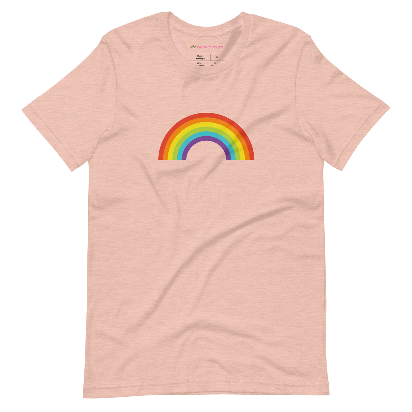 Pride Clothes - Minimalistic & Eye-Catching Gay Pride Rainbow T-Shirt - Heather Prism Peach