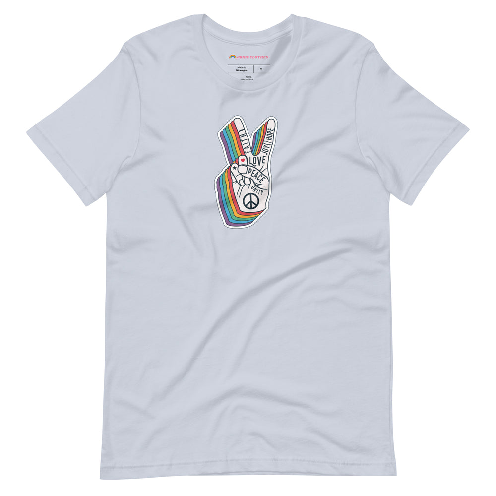 Pride Clothes - Spread Love and Peace Gay Pride Rainbow T-Shirt - Light Blue