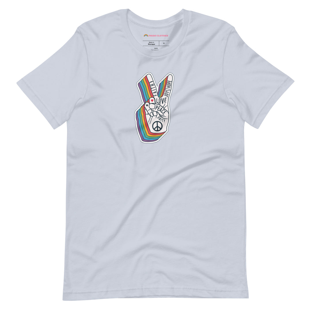 Pride Clothes - Spread Love and Peace Gay Pride Rainbow T-Shirt - Light Blue