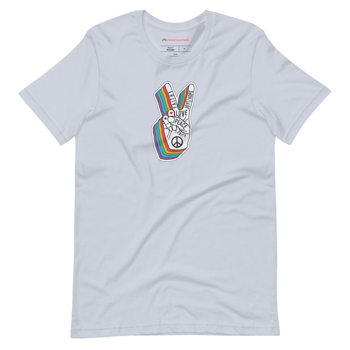 Pride Clothes - Spread Love and Peace Gay Pride Rainbow T-Shirt - Light Blue