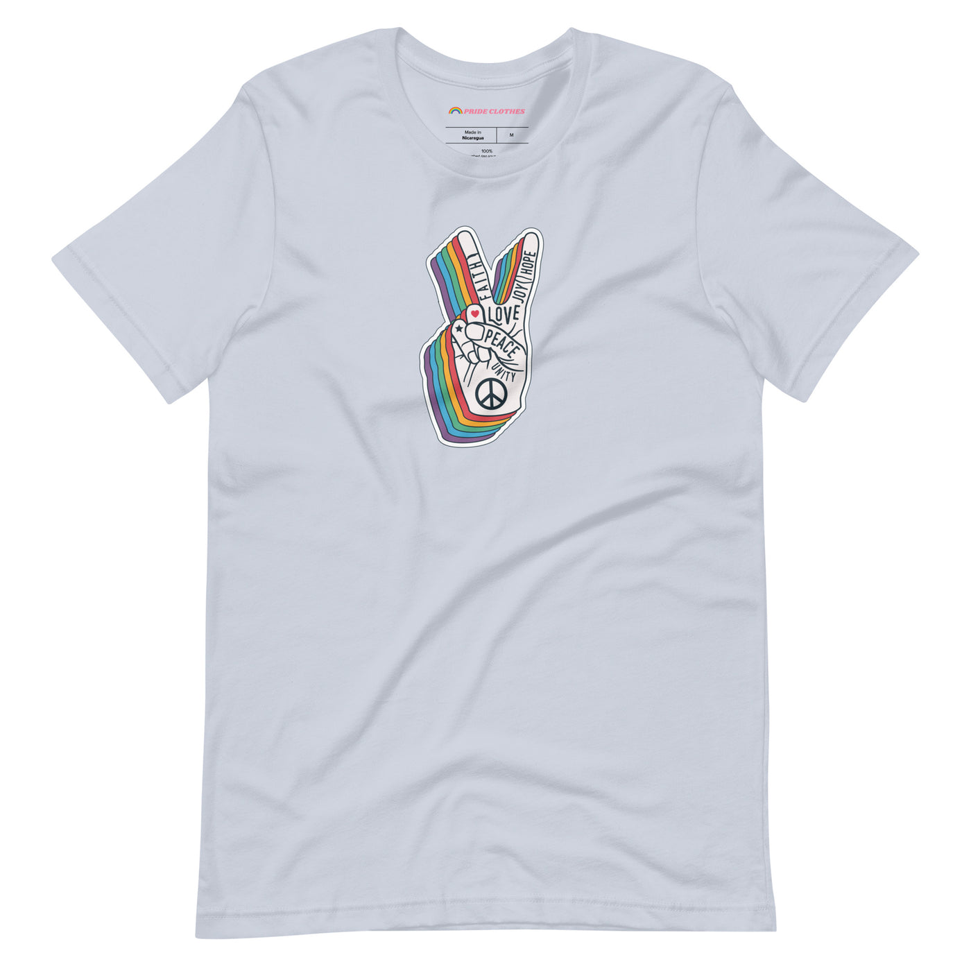 Pride Clothes - Spread Love and Peace Gay Pride Rainbow T-Shirt - Light Blue