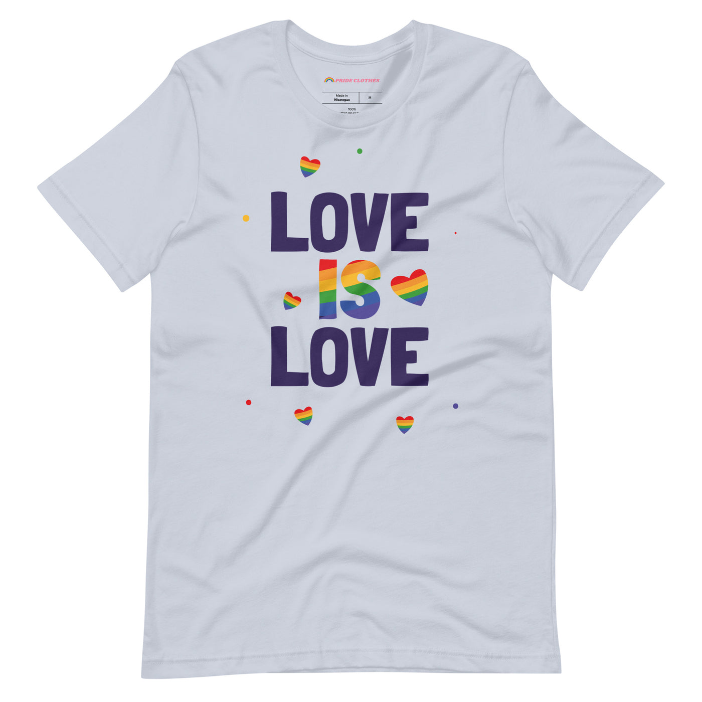Pride Clothes - Phenomenal Floating Hearts Love Is Love Pride T-Shirt - Light Blue
