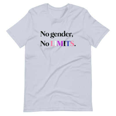 Pride Clothes - No Gender No Limits Genderfluid Pride Flag Color T-Shirt - Light Blue