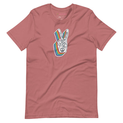 Pride Clothes - Spread Love and Peace Gay Pride Rainbow T-Shirt - Mauve