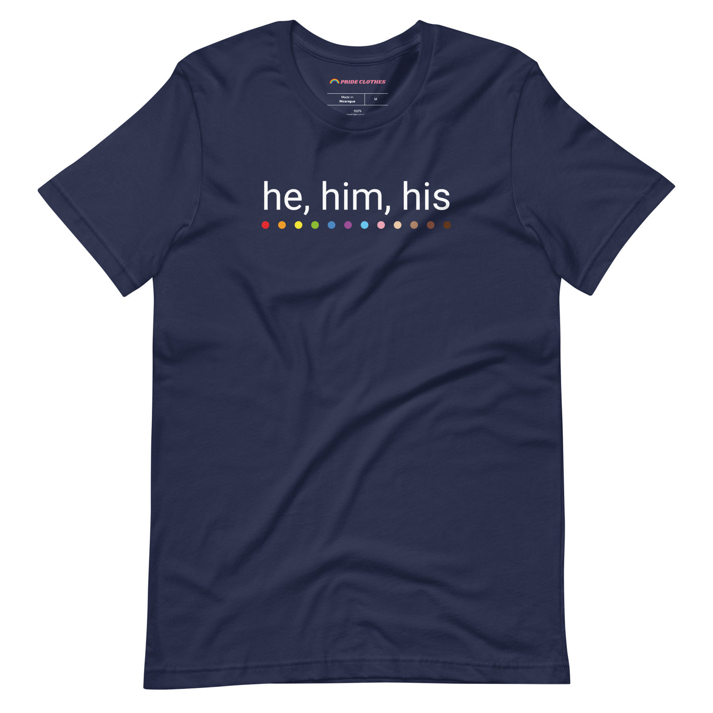 Pride Clothes - Know my Pronouns He Him His LGBTQ+ Pride T-shirt - Navy