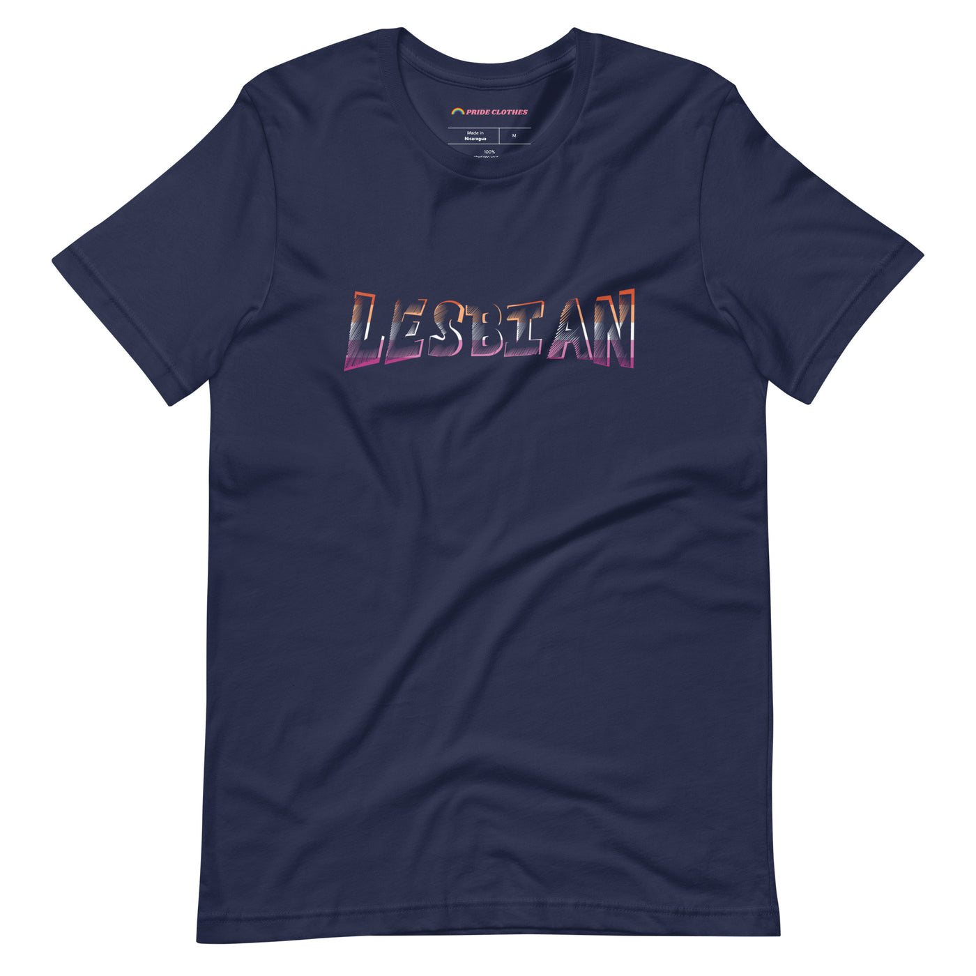 Pride Clothes - Street Style Lesbian Pride Flag Colors Art T-Shirt - Navy