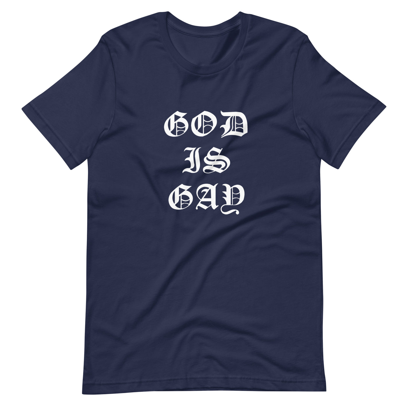 Pride Clothes - Ancient & Powerful Our God Is Gay Pride Merch T-Shirt - Navy