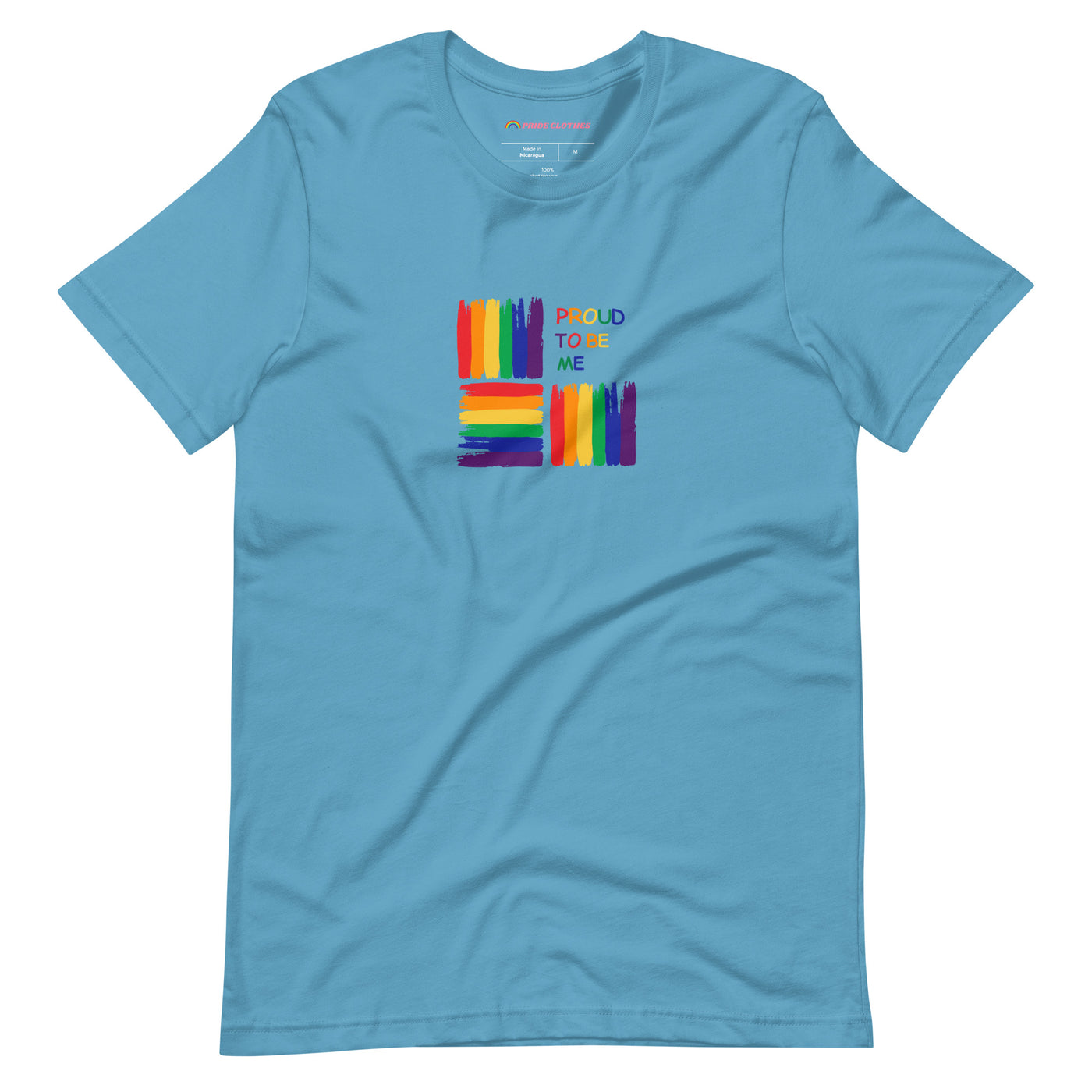 Pride Clothes - Around the Block Proud to Be Me Rainbow Pride T-Shirt - Ocean Blue