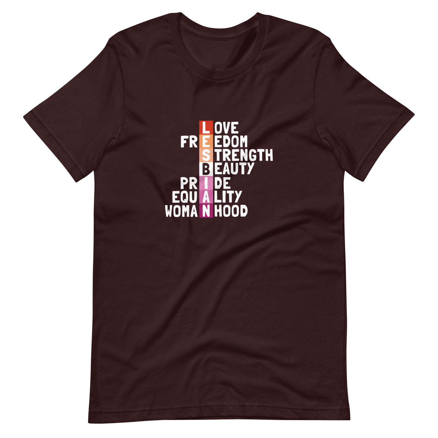 Pride Clothes - Lesbian Pride Core Values T-Shirt - Oxblood Black