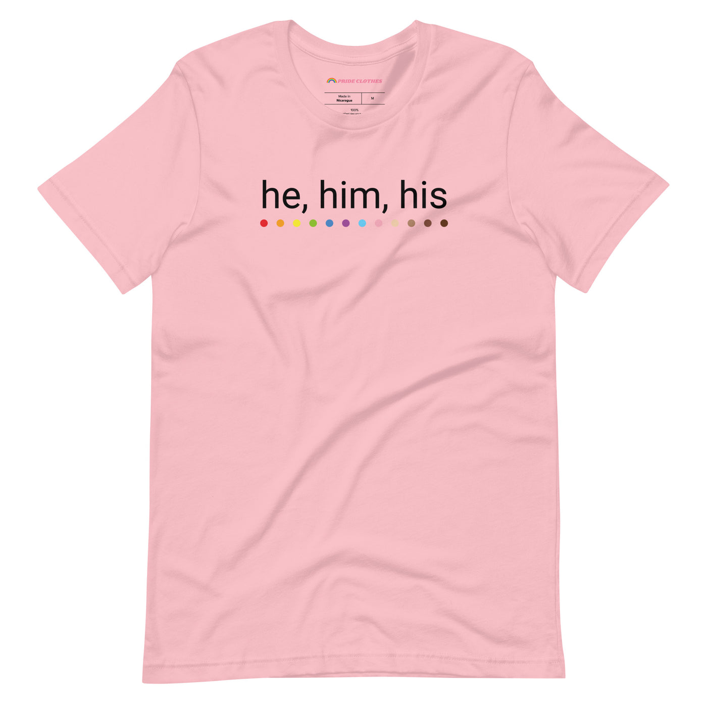Pride Clothes - Know my Pronouns He Him His LGBTQ+ Pride T-shirt - Pink