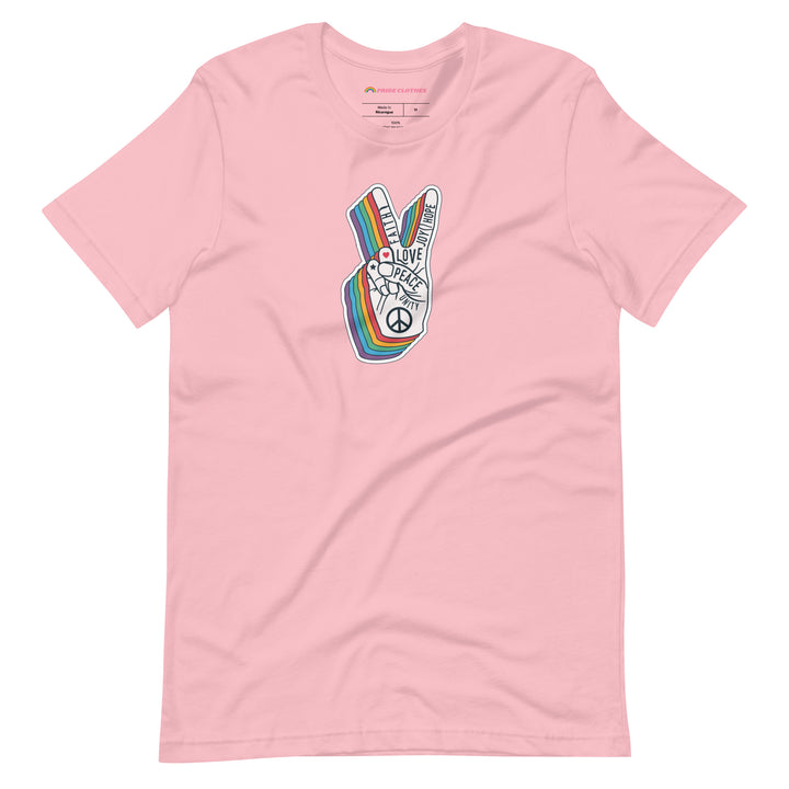 Pride Clothes - Spread Love and Peace Gay Pride Rainbow T-Shirt - Pink