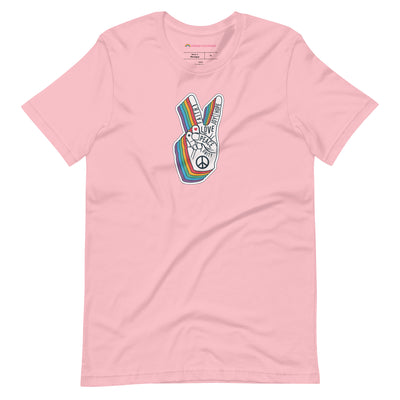 Pride Clothes - Spread Love and Peace Gay Pride Rainbow T-Shirt - Pink