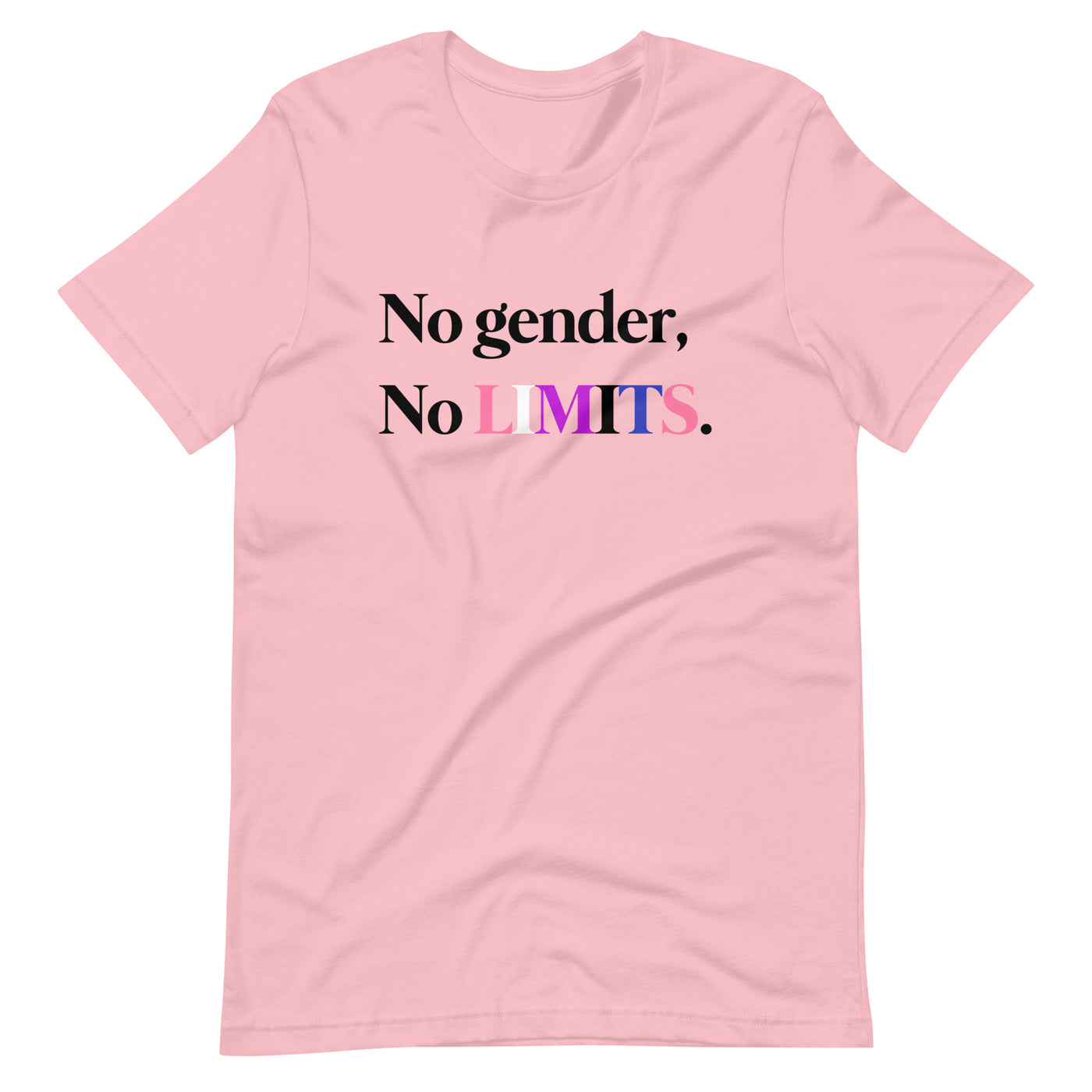 Pride Clothes - No Gender No Limits Genderfluid Pride Flag Color T-Shirt - Pink